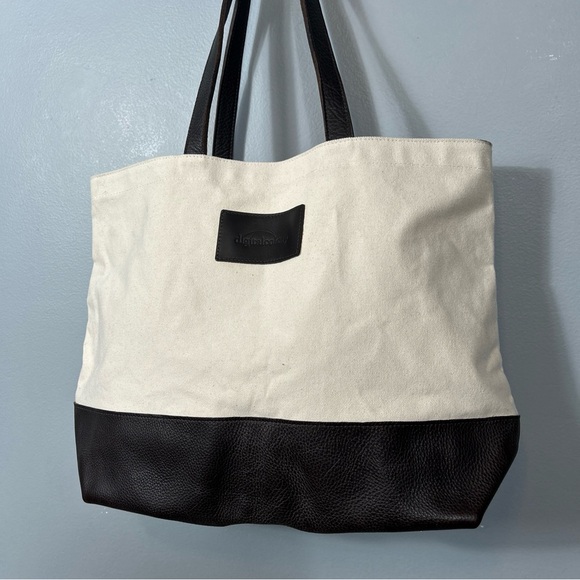 Warden Brooks New York Large Canvas Tote With Leather Handle Made in USA - Picture 5 of 15